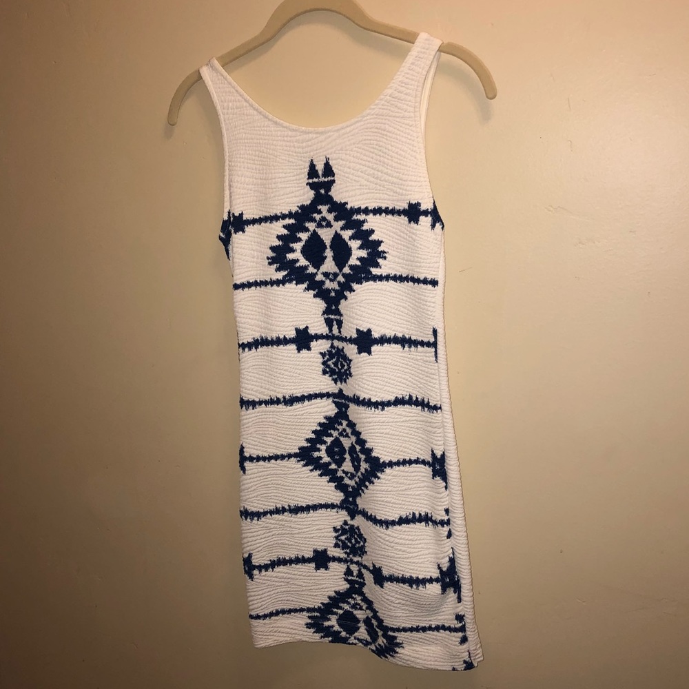 Navy and white bodycon dress